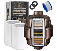 AquaHomeGroup AHG20 - Filtro de cabezal de ducha de 20 etapas con vitaminas C y E para agua dura de alto rendimiento, elimina cloro y flúor, 2 cartuchos incluidos, filtro de cabezal de ducha con flujo