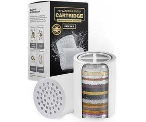 AquaHomeGroup Cartucho de repuesto 20 etapas, paquete de 2 (sin carcasa), compatible con cualquier filtro de ducha de diseño similar de 15 y 20 etapas
