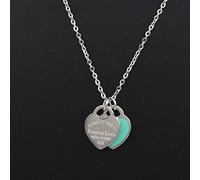 AQUALITYS Love Double Heart Enamel Ladie Forever Love Collar de Acero Inoxidable Botellas de Deriva Joyería Regalo al por Mayor para Mujeres