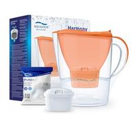 Aqualogis Harmony - Jarra de filtro de agua para nevera de 2,6 L para reducción de microplásticos, escamas, cloro, sabor y olor, sin BPA, (modelo de filtro de repuesto: Pure+) (naranja)