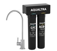 AQUALTRA USF-2F-15 Sistema bajo fregadero ligeramente alcalino con grifo, 106000L, reduce PFOA, PFOS, cloro, plomo, mercurio, cloramina, fluoruro, microplásticos, mal sabor y olor