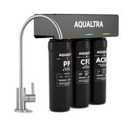 AQUALTRA USF-3F-10 Sistema bajo fregadero ligeramente alcalino con grifo, 30000-121000L, reduce PFOA, PFOS, cloro, plomo, mercurio, cloramina, fluoruro, microplásticos, mal sabor y olor