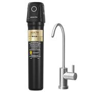 AQUALTRA USF02-BKF Sistema bajo fregadero con grifo, 75700L, certificado NSF/ANSI/CAN 372, reduce PFOA, PFOS, cloro, plomo, mercurio, cloramina, fluoruro, microplásticos, mal sabor & olor