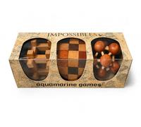 Aquamarine Games Pack de 3 Rompecabezas 3D de Madera Natural