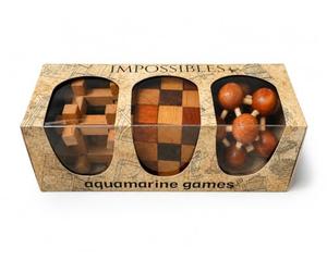Aquamarine Games Pack de 3 Rompecabezas 3D de Madera Natural