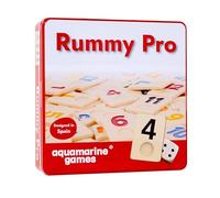 Aquamarine Games Rummy Pro, Juego de Mesa Clásico con Fichas de Resina, Incluye 4 Atriles y Bolsa