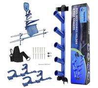 AquaMate Oasis Soporte para accesorios de piscina, ganchos para postes y correa de manguera, kit de organizador perfecto para postes, cepillos, redes y accesorios de vacío, mantenimiento, resistente