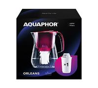 AQUAPHOR 500753 Orleans - Jarra de filtro de agua con 1 cartucho de magnesio A5, 350 litros, reduce el cloro y la cal, cereza de capacidad total de 4,2 litros, plástico