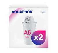 AQUAPHOR Cartucho de filtro A5 Pack 2 con magnesio, filtra cal y cloro, así como metales pesados y otras sustancias, 350 l de agua clara, con tecnología Aquale, mejor comida y bebida