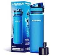 AQUAPHOR City Bottle 500ml azul I botella filtrante para llevar I filtro con carbono activo I filtra cloro y contaminaciones I hecho de tritan libre de BPA I para un mejor sabor y olor del agua
