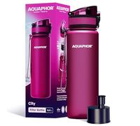 AQUAPHOR City Bottle 500ml rojo rubí I botella filtrante para llevar I filtro con carbono activo I filtra cloro y contaminaciones I hecho de tritan libre de BPA I para un mejor sabor y olor del agua