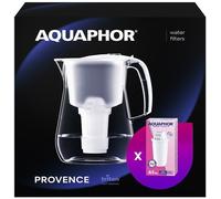 AQUAPHOR Provence - Jarra de filtro de agua blanca, diseño de encimera con capacidad de 4,2 L, 1 filtro A5 con magnesio añadido incluido, reduce la cal, el cloro y los microplásticos, perfecta para