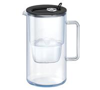 AQUAPHOR Jarra de vidrio negro con filtro de agua - Jarra de diseño de vidrio premium con tapa abatible de fácil llenado, capacidad de 2.5 L, 1 filtro MAXFOR+ incluido, reduce la cal, el cloro y los