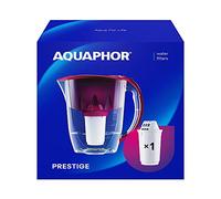 AQUAPHOR Jarra con Filtro de Agua Prestige I, 1 Filtro A5 Incluido, Capacidad de 2,8 l, Cabe en la Puerta del frigorífico, Reduce la Cal de Cloro y microplásticos, Cereza