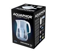 AQUAPHOR Jarra de Filtro de Agua Provence Blanco para Encimera, Capacidad de 4.2L, 1 X A5 Filtro A5 incluido, Reduce Cal, Cloro y Microplásticos, Ideal para Familias, con Efecto de Vidrio