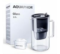 AQUAPHOR Jarra Filtradora de Agua Vidrio Negro 2.5L con 1 Filtro MAXFOR+