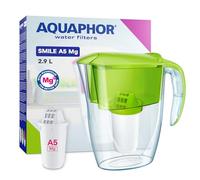 AQUAPHOR Jarra Filtrante Smile - 2,9L, Ideal para Puertas de Frigorífico, Ligera y Compacta, Incluye Filtro A5 de 350L con Magnesio, Reduce Cal, Cloro y Microplásticos - Verde