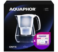 AQUAPHOR Jarra de Filtro de Agua Onyx Blanco - Capacidad de 4.2L, 1 filtro MAXFOR+ incluido, reduce la cal, el cloro y los microplásticos, perfecta para familias, con efecto de vidrio