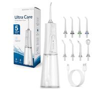 Aquapik UltraCare Irrigador Bucal Inalámbrico, Irrigador Dental Portátil USB-C, 8 Boquillas, Depósito 300 ml, IPX7, Limpieza Interdental para Ortodoncia, Implantes y Viajes