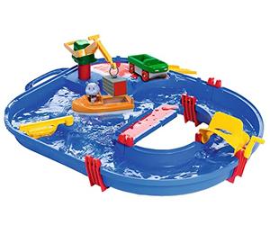 AquaPlay - 8700001501- Circuito de Juego acuático Start Set 21 Piezas - con Barco portacontenedores, vehículo Anfibio y Figura