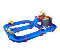 AquaPlay Harbour Waterbahn - Juego de Agua para Exteriores con Tren, Barcos y 2 Figuras de Juego, Juguete acuático para niños a Partir de 3 años, 128 x 93 x 40 cm