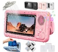 Aquaplay Phone Holder, Aqua Play Phone Holder with Speaker, Aqua Play Shower Phone Case - Waterproof/Fog-Proof, HD Touch Screen, 360° Rotation, Angle Adjustable, Enhanced Sound Quality (Pink)