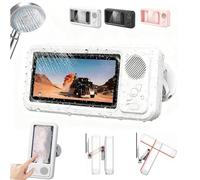 Aquaplay Phone Holder, Aqua Play Phone Holder with Speaker, Aqua Play Shower Phone Case - Waterproof/Fog-Proof, HD Touch Screen, 360° Rotation, Angle Adjustable, Enhanced Sound Quality (White)