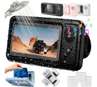 Aquaplay Phone Holder, Aqua Play Phone Holder with Speaker, Aqua Play Shower Phone Case - Waterproof/Fog-Proof, HD Touch Screen, 360° Rotation, Angle Adjustable, Enhanced Sound Quality (Black)