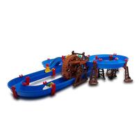 AquaPlay WaterWheel - Hidrocarril de dos pisos, gran rueda hidráulica con manivela, tobogán de agua largo, botes con figuras de animales, juguete acuático para exteriores, para niños a partir de 3