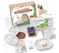 AquaResin Terrazzo Kit (Blanco Carrara) Kit Completo con Yeso Cerámico Made in Italy con Moldes de Silicona para Yeso y Accesorios Polvo de Cerámica para DIY y para Crear Superficies Terrazzo