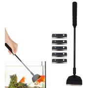 Aquarium Algae Scraper,Lightweight Algae Scraper Fish Tank,Aquarium Cleaner Tool,with 4 Replacement Blades, Anti-Slip Handle, Rust-Proof, Quick to Clean, for Moss Scale Fish Excrement