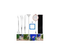Aquarium Aquascaping Kit 6 en 1 Herramienta Acuario de Acero Inoxidable Herramientas de Aquascaping Kit de Herramientas para Acuario Pinzas Tijera Espátula Fugas en La Red Anillas de Alimentación