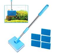 Aquarium Cleaner Brush Set - Telescopic Fish Tank Glass Scrubber, Interchangeable Replacement Heads, Reaches Deep Corners Easily, Durable Aquatic Maintenance Tools, Keep Water Environment Clear | for