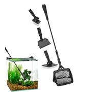 Aquarium Cleaning Tools, Fish Tank Cleaning Brush with Adjustable Handle, Reusable Algae Scraper Sponge Pad, Net for Terrarium, Planted Tanks, and Paludarium Care