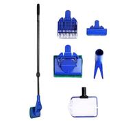 Aquarium Cleaning Tools - Telescopic Handle Fish Tank Cleaning Set, Multi-Purpose Brushes and Scrapers for Easy Reach, Algae, Gravel, Aquarium Cleaner for Turtles, Reptiles, Walls, 21.26-31.5inch