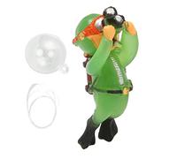 Aquarium Diver Decoration | Floating Fish Tank Ornament with Adjustable Buoyancy | Secure PVC Diver for Freshwater / Saltwater Aquariums | Cute Cartoon Model for Aquarium Landscape (Green Luminous,