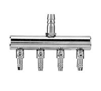 Aquarium Flow Control Valve | 8mm to 4mm Stainless Steel Splitter | Adjust Oxygen for Fish Enclosures/Hydroponics/Aquaculture (Cabezal Divisor de Cuatro Orificios de 8 a 4 mm)