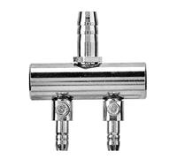 Aquarium Flow Control Valve | 8mm to 4mm Stainless Steel Splitter | Adjust Oxygen for Fish Enclosures/Hydroponics/Aquaculture (Cabezal Divisor de Dos Orificios de 8 a 4 mm)