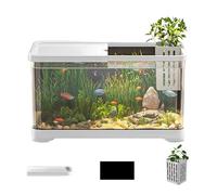 Aquarium Kit, 30.6×19.6×18.4cm Decorative Saltwater Aquariums Accented Kit Small Aquarium | Visually Stunning Fish Aquariums With Basket For Jellyfish, Shrimp, Home Decor