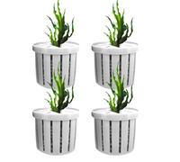 Aquarium Plant Containers, Fish Tank Net Cup, 1.57x1.34x1.38 Inches Stable Waterweed Holder, Water Feature Display for Apartment, Rental Dormitory, Restaurant, Home Business, Black