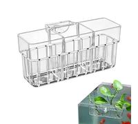 Aquarium Plant Holder - Transparent Hanging Rack for Fish Tank Decor, 3-Compartment Adjustable Hydroponic Cups, Clear Aquarium Planter for Shrimp, Betta, Terrarium, Home, Office, Fish Tank Decoration