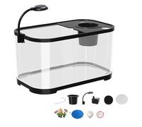 Aquarium Starter Kits, Desktop Fish Tank Kit, Decorative Fishs, Terrapin Tortoise Turtle Habitat, Clear Household Aquariums, Easy Setup for Home or Office