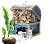 Aquarium Treasure Box, Resin Ornaments, 5.04x3.54x4.92 Inches Landscape Supply Frame, Fish Tank Accessory with Secure Base, Aquatic Gadget with Lightweight, Home Accessories for Betta Shrimp & Lizard