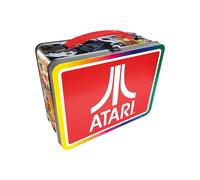 AQUARIUS Atari Fun Box - Caja de almacenamiento de lata resistente con mango de plástico y cubierta frontal en relieve, producto oficial de Atari y regalo coleccionable