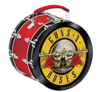 AQUARIUS Guns N Roses - Caja divertida con forma de tambor, caja de almacenamiento de lata resistente con mango de plástico y cubierta frontal en relieve, producto oficial de Guns N' Roses y regalo