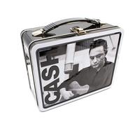 AQUARIUS Johnny Cash Fun Box - Caja de almacenamiento de lata resistente con mango de plástico y cubierta frontal en relieve - Producto oficial de Johnny Cash y regalo coleccionable