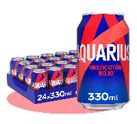 AQUARIUS Melocotón Rojo, Bebida Hidratante con Minerales, Baja en Calorías, Bebida Isotónica Sabor Melocotón Rojo, Pack de 24 Latas de 330ml