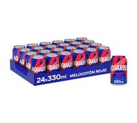 AQUARIUS Melocotón Rojo, Bebida Hidratante con Sales Minerales, Baja en Calorías - Pack 24 Latas de 330ml