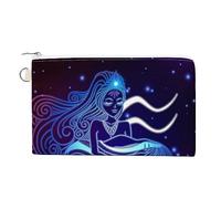 Aquarius - Monedero de constelación para cambio, bolsa divertida para teléfono celular, mini cartera, monedero, pequeño soporte para llaves para mujeres y hombres