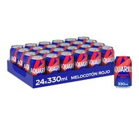 AQUARIUS NACIONAL Melocotón Rojo, Bebida Hidratante con Sales Minerales, Baja en Calorías - Pack 24 Latas de 330ml SABOR AUTENTICO